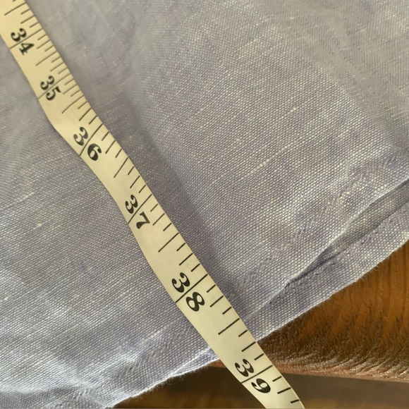 J Crew Baird McNutt 100% Irish Linen Chambray Blue Short Sleeve Shirtdress Sz M - Picture 9 of 13